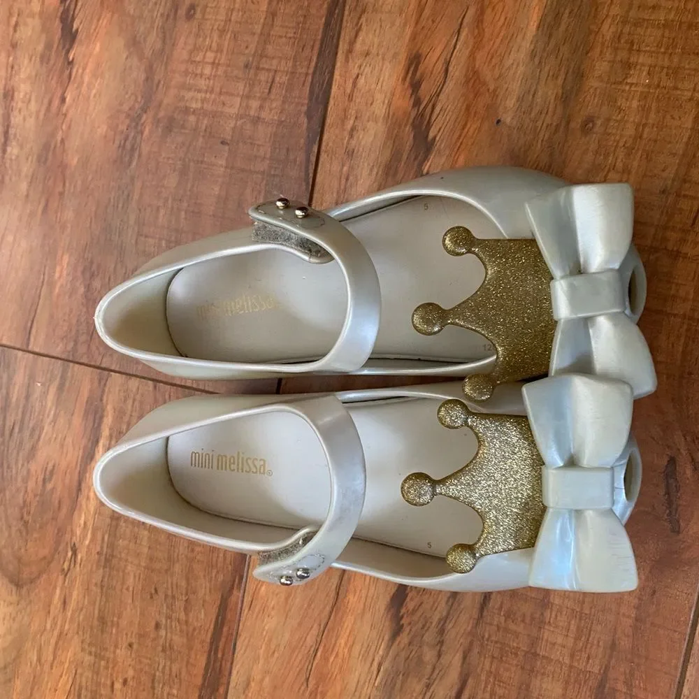 Mini Melissa Disney Princess Ultragirl Jelly Shoes Cream Gold Size 10